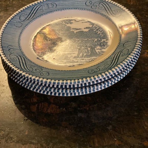 4 Royal China Currier& Ives Blue 6 3/8” Plates - Picture 5 of 11